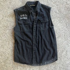 Harley Davidson Mens sleeveless button up shirt